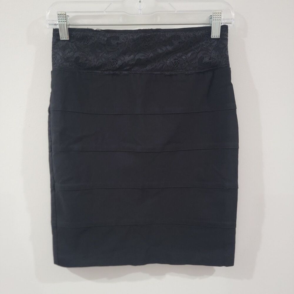 Y2K Vintage Wet Seal Womens Mini Bandage Skirt Size Large Black Lace Whimsigoth
